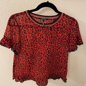 SCOTCH & SODA The Peaks Sheer Cheetah Print Red/Black Blouse Size XS